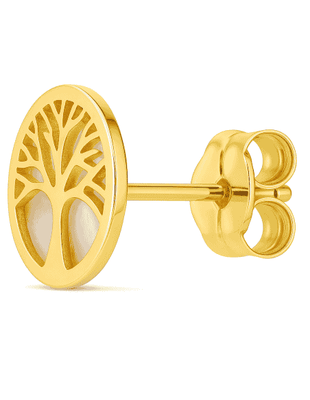 Pendientes para Mujer Árbol de la Vida en oro y Nacar - Oro amarillo 18K