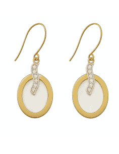 Pendientes para Mujer en oro Bicolor con Nácar y Circonitas - Oro Amarillo y Blanco  18K