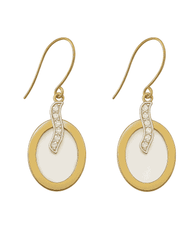 Pendientes para Mujer en oro Bicolor con Nácar y Circonitas - Oro Amarillo y Blanco  18K