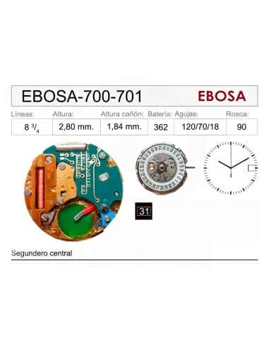Movimiento de pulsera de cuarzo Ebosa 700-701v