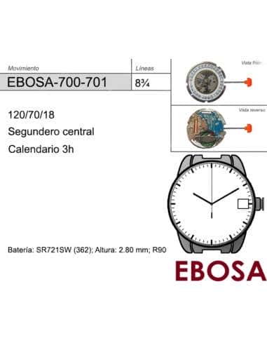 Movimiento de pulsera de cuarzo Ebosa 700-701v