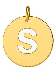 Colgante en oro Redondo con Letra "S" - Oro Amarillo 18K