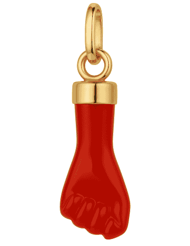 Colgante Puño Coral Rojo de Oro - Oro Amarillo 18k