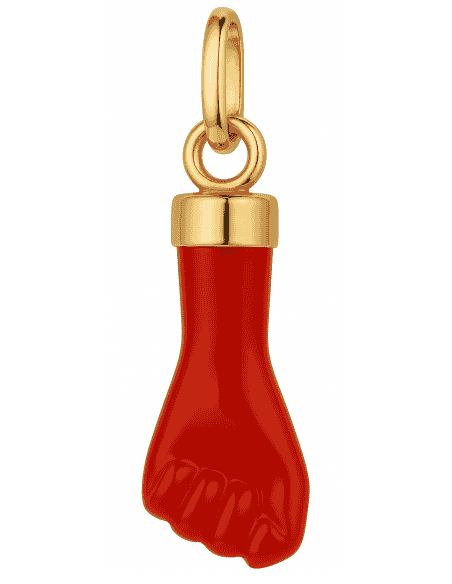 Colgante Puño Coral Rojo de Oro - Oro Amarillo 18k