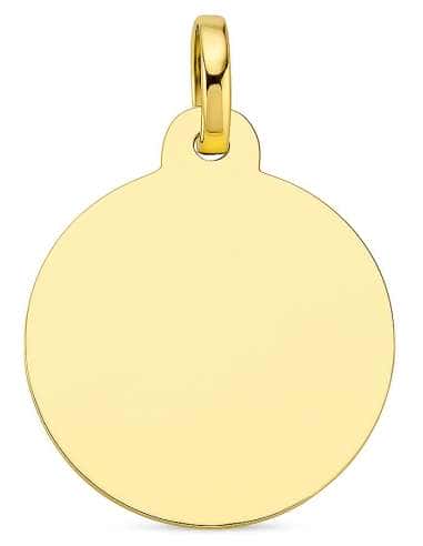 Colgante Chapa circular lisa de oro - Oro Amarillo 18K