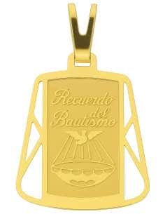 Colgante Chapa Recuerdo de mi Bautismo - Oro Amarillo 18K