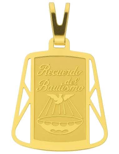 Colgante Chapa Recuerdo de mi Bautismo - Oro Amarillo 18K
