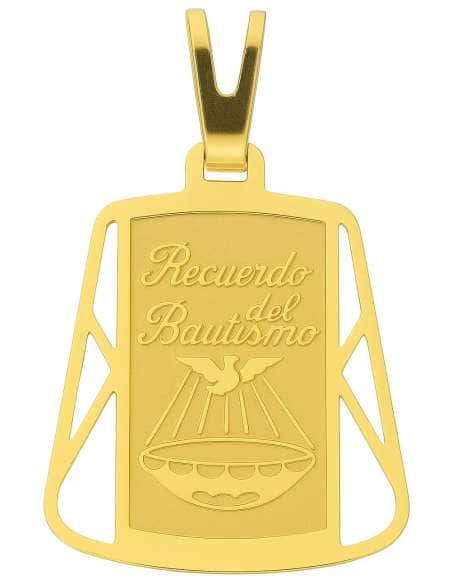 Colgante Chapa Recuerdo de mi Bautismo - Oro Amarillo 18K