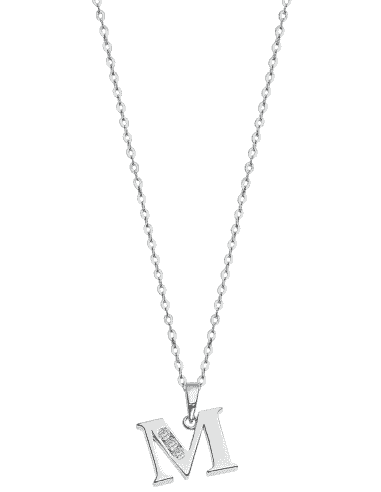 Collar para Mujer Plata de Ley con la letra M - Lotus LP3054-1/M