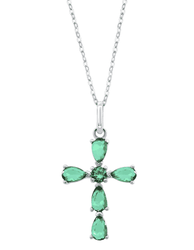 Collar para Mujer Cruz con Esmeraldas Plata de Ley - Lotus LP3558-1/2