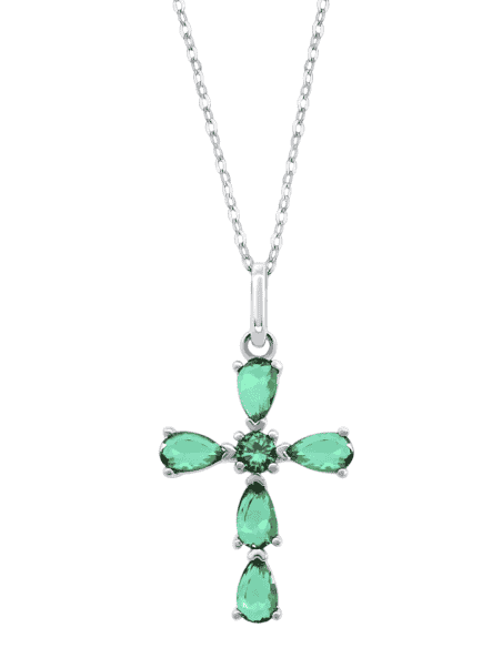 Collar para Mujer Cruz con Esmeraldas Plata de Ley - Lotus LP3558-1/2