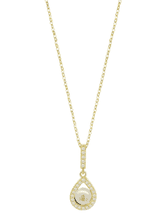 Collar para Mujer en forma de Gota con Perla Plata de Ley Dorada - Lotus LP3198-1/2