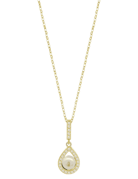 Collar para Mujer en forma de Gota con Perla Plata de Ley Dorada - Lotus LP3198-1/2