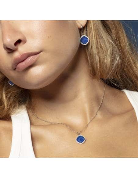 Pendientes para Mujer con Piedras azules y Circonitas Plata de Ley - Lotus LP3921-4/1