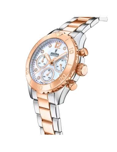 Reloj para Mujer con Correa bicolor con esfera Blanca y  Circonitas - Festina F120605/1