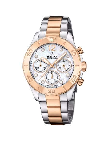 Reloj para Mujer con Correa bicolor con esfera Blanca y  Circonitas - Festina F120605/1