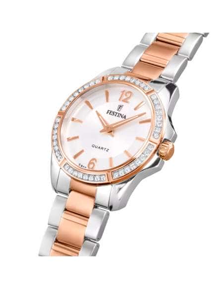 Reloj para Mujer Bicolor Esfera Plata y Circonitas - Festina 20595/1