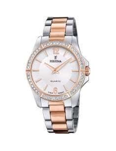 Reloj para Mujer Bicolor Esfera Plata y Circonitas - Festina 20595/1