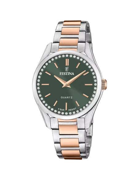 Reloj para Mujer Bicolor con Esfera Verde y Circonitas - Festina F20620/2