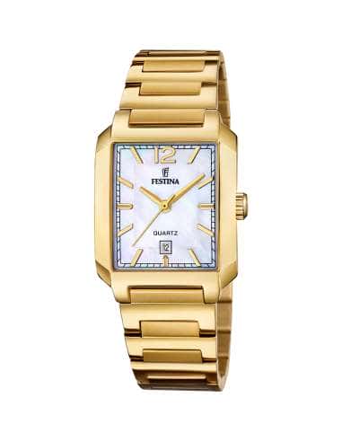 Reloj para Mujer Rectangular Dorado con Esfera nacar - Festina F20680/2