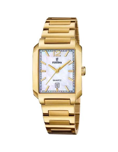 Reloj para Mujer Rectangular Dorado con Esfera nacar - Festina F20680/2
