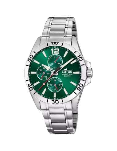 Reloj para Hombre Multifunction Esfera Verde y Correa de Acero - Lotus 19048/1