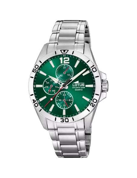 Reloj para Hombre Multifunction Esfera Verde y Correa de Acero - Lotus 19048/1