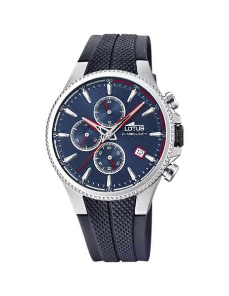 Reloj para Hombre Cronógrafo con Esfera Azul y Correa de Silicona - Lotus 18621/B