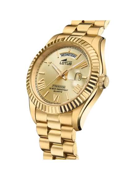 Reloj para Hombre Esfera Beige y Correa Dorada de Acero - Lotus 18700/3
