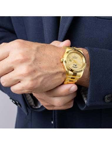 Reloj para Hombre Esfera Beige y Correa Dorada de Acero - Lotus 18700/3