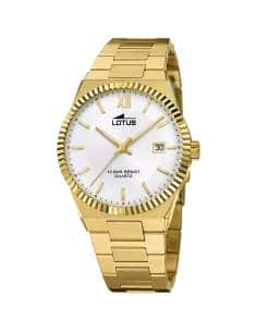Reloj para Hombre Esfera Plateada y Correa Dorada de Acero - Lotus 18837/1