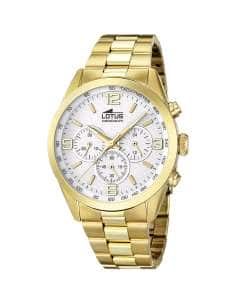 Reloj para Hombre Cronógrafo Dorado con Esfera Plateada - Lotus 18153/1
