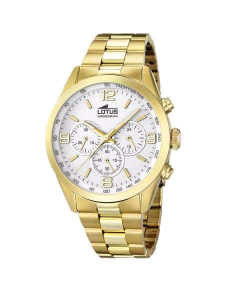 Reloj para Hombre Cronógrafo Dorado con Esfera Plateada - Lotus 18153/1
