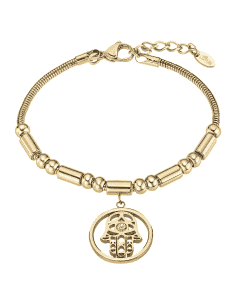 Pulsera para Mujer con mano de Fatima y Circonita Acero Dorado - Lotus LS2465/2/2