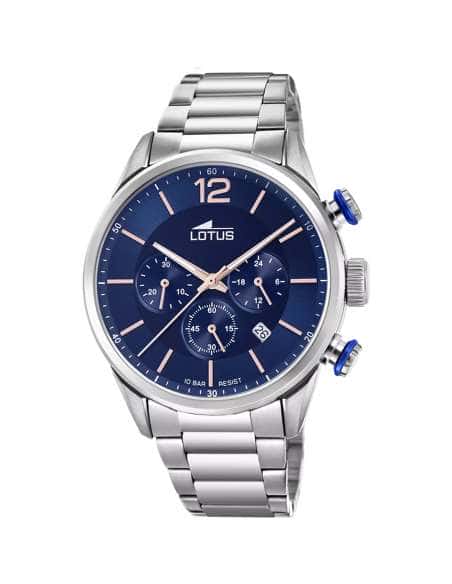 Reloj para Hombre Cronógrafo con Esfera Azul y Correa de Acero - Lotus 18688/2