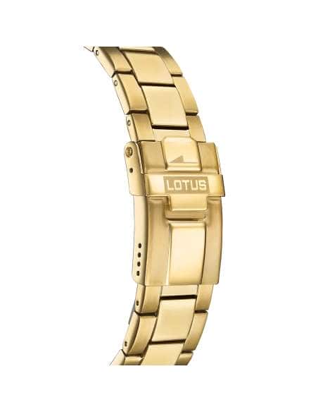 Reloj para Hombre Cronógrafo Dorado con Esfera Negra - Lotus 18758/3
