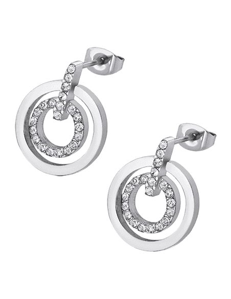 Pendientes para Mujer Doble Aro con Circonitas Acero - Lotus LS1868/4/1