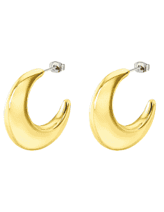 Pendientes para Mujer en forma de media Luna de Acero Dorado - Lotus LS2408/4/2