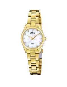 Pack Reloj y Complementos para Mujer 2Gether Esfera nacar con acero dorado y Pulsera de Regalo - Lotus 19007/1