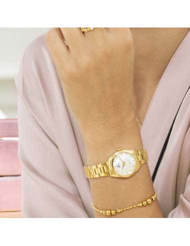 Pack Reloj y Complementos para Mujer 2Gether Esfera nacar con acero dorado y Pulsera de Regalo - Lotus 19007/1
