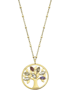 Collar para Mujer de Acero Dorado Árbol de la vida con Circonitas - Lotus LS2192-1/2