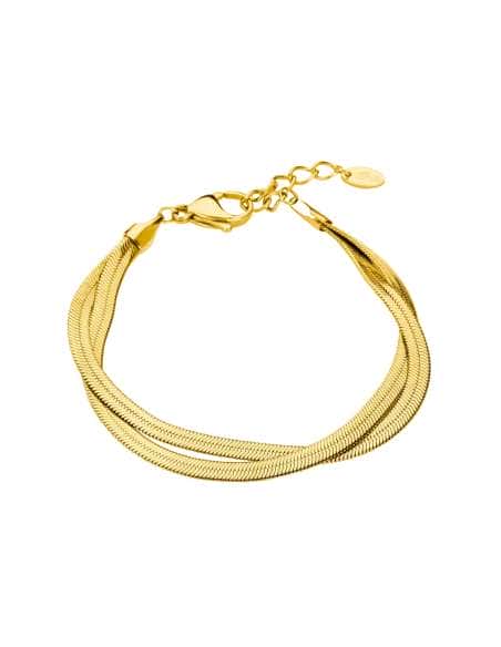 Pack Reloj y Complementos para Mujer 2Gether Esfera Blanca Nacarada y Correa de Acero Dorado Pulsera de Regalo - Lotus 19018/1