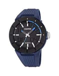 Reloj para Hombre Esfera Negra y Correa de Caucho Azul - Calypso K5629/3