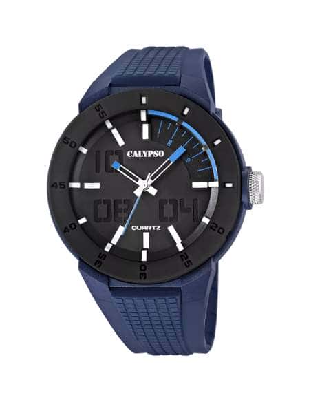 Reloj para Hombre Esfera Negra y Correa de Caucho Azul - Calypso K5629/3