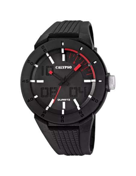 Reloj para Hombre Esfera Negra y Correa de Caucho Negro - Calypso K5629/2