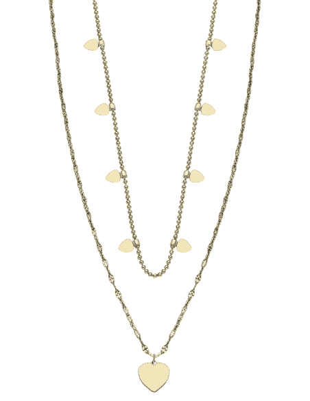 Collar para Mujer con Corazones de Acero Dorado - Lotus LS2236/1/2