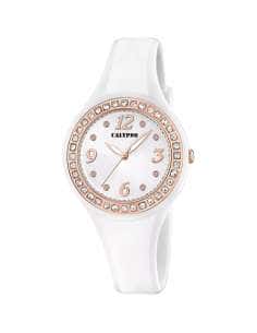 Reloj para Mujer Esfera Blanca con Circonitas y Correa de Caucho Blanco - Calypso K5865/2