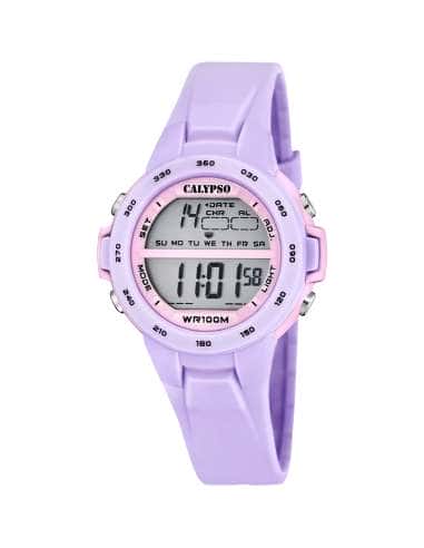 Reloj para Niña Digital Morado y Rosa con Correa de Caucho - Calypso K5850/3