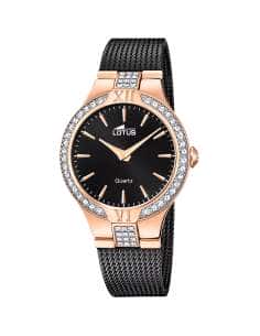 Reloj para Mujer de Acero Esfera Negra y Correa de Acero...