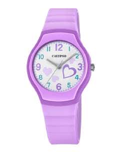 Reloj para Niña Esfera Corazones Morado Correa de Caucho - Calypso K5806/3